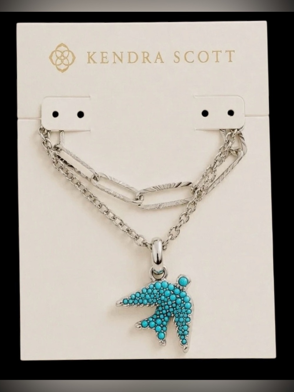 NWT Kendra Scott Melody Bird Gold Multi Strand Necklace in Silver